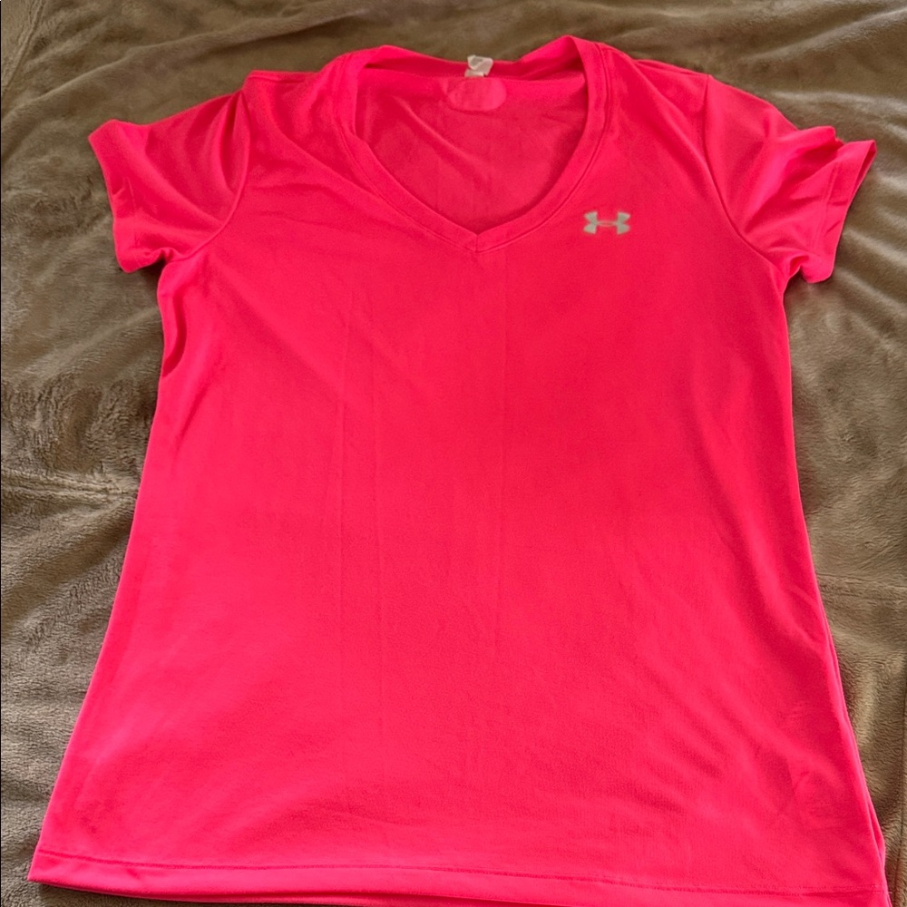 Under Armour Women's Bright Pink V-Neck Tee